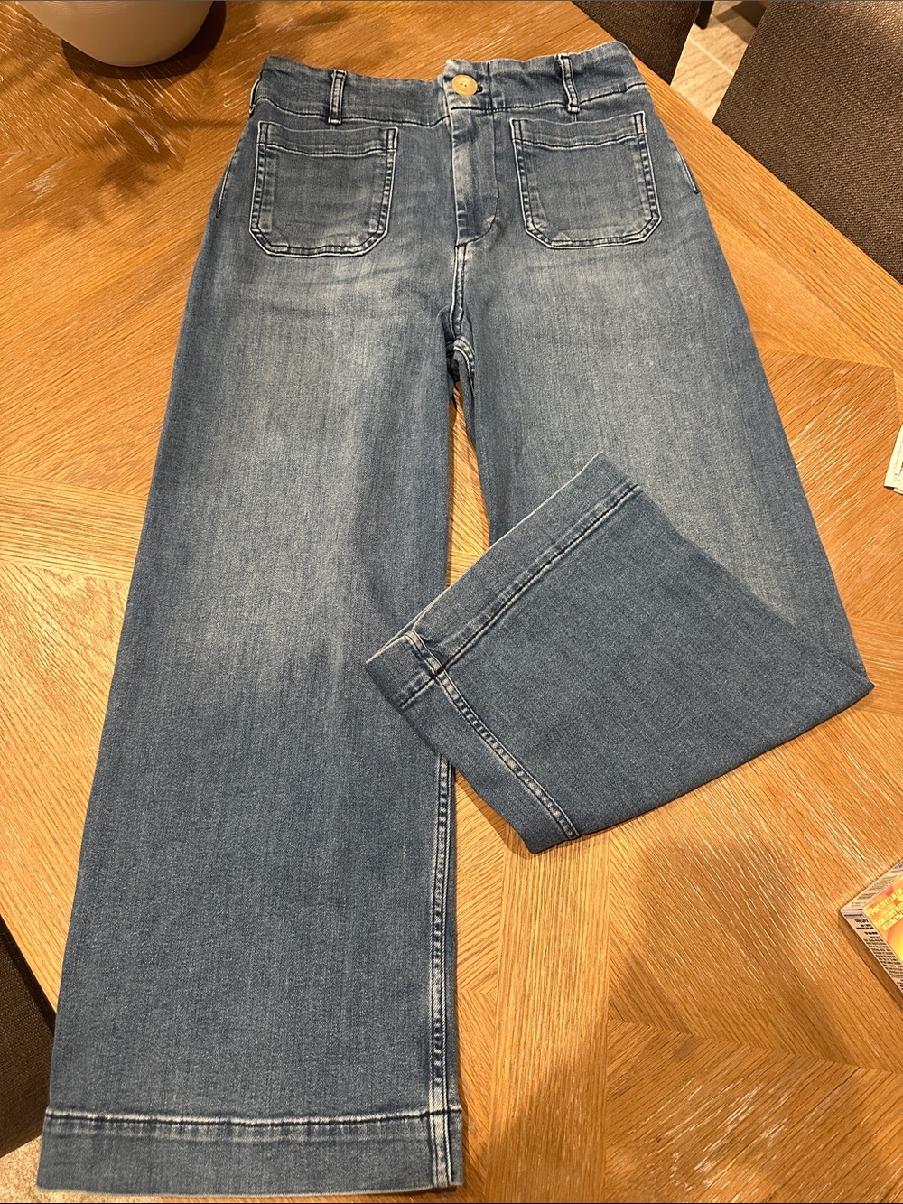 Anthropologie Maeve brand Collette style High-Rise Wide-Leg Jeans in Medium Blue